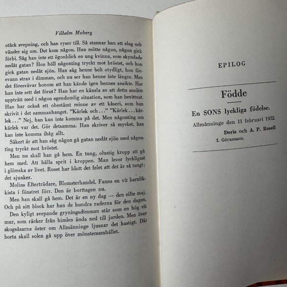 Vilhelm Moberg A.P. Rosell Bankdirektör First Edition HC 1946 Swedish Language - Picture 6 of 16